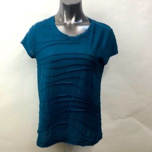 Teal short sleeve textured blouse XL